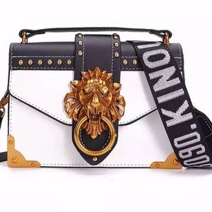 Mini Gold, Black & White Lion Head Shoulder Bag